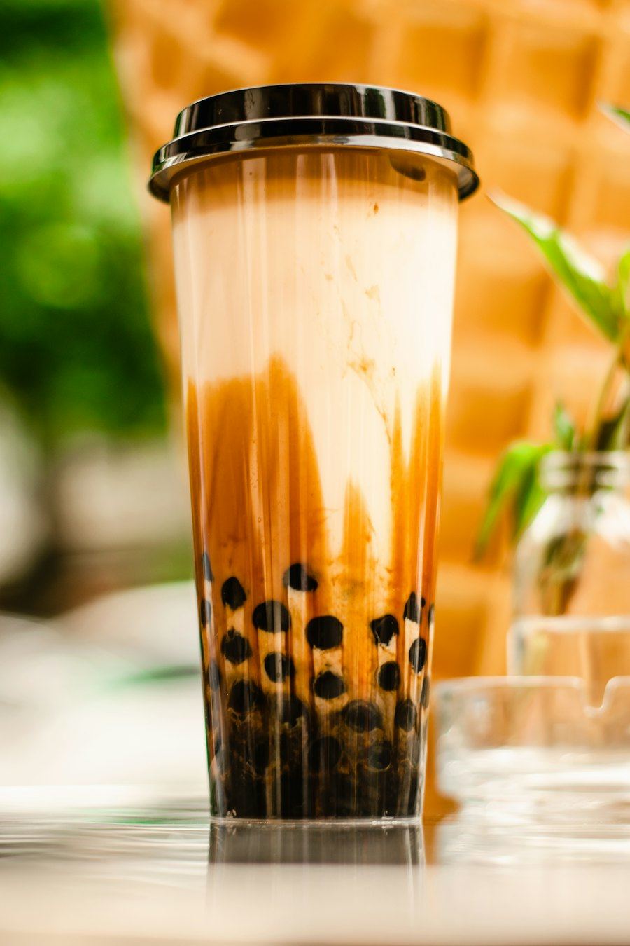 Boba tea with tapioca pearls