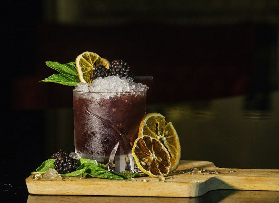 A mojito served over ice