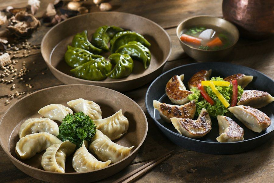 Steamed momo served with achar